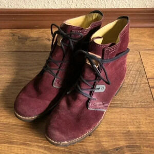 Bussola Kalahari Lady Keely Wine Ankle Lace Up Chukka Suede Red Boots: EU 38